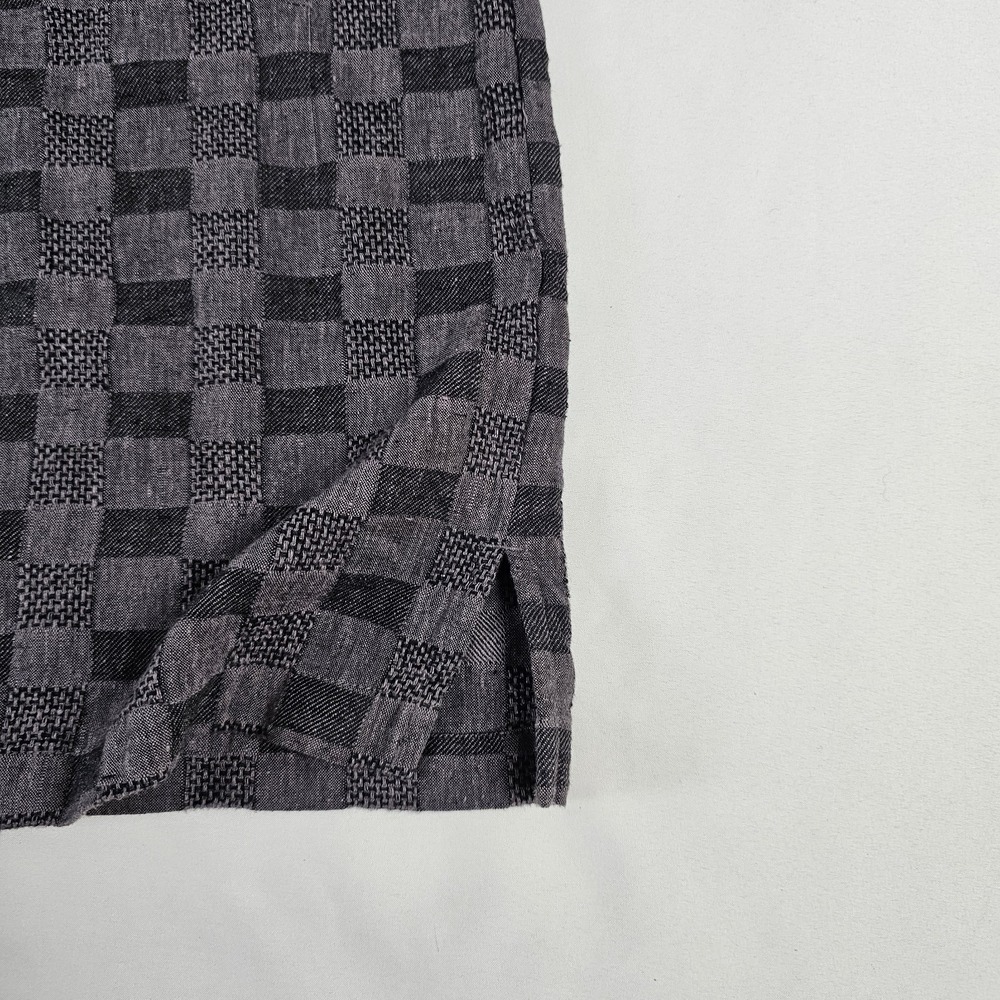 La Cabana Linen Blend Gray Black Check Lounge Shirt Mens L - Picture 5 of 5